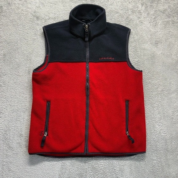 Abercrombie & Fitch Other - Vintage Abercrombie & Fitch Vest Mens Large Red‎ Blue 1892 Zip Fleece Y2K